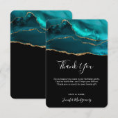 Moderne Blauwgroen & Gouden Agaat Stone Abstract D Bedankkaart (Voorkant / Achterkant)