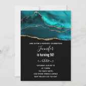 Moderne Blauwgroen & Gouden Agaat Stone Abstracte Kaart (Voorkant)