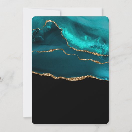 Moderne Blauwgroen & Gouden Agaat Stone Abstracte Kaart (Achterkant)