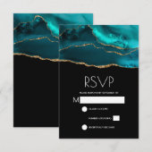 Moderne Blauwgroen & Gouden Agaat Stone Abstracte  RSVP Kaartje (Voorkant / Achterkant)