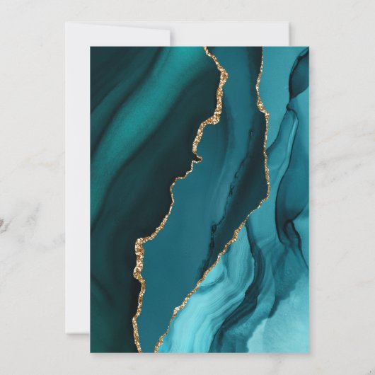 Moderne Blauwgroen gouden donkere bruiloft sparen  Kaart (Achterkant)