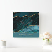 Moderne Blauwgroen gouden Kantoor monogram voor Gl Vierkante Klok (Huis)