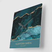 Moderne Blauwgroen gouden Kantoor monogram voor Gl Vierkante Klok (Hoek)