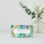 Moderne Blauwgroen Gouden Kleurrijke Abstracte Wat Visitekaartje (Staand voorkant)