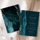 Moderne Blauwgroen gouden oorkonde uitnodiging voo