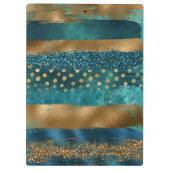 Moderne blauwgroen, gouden penseelstreken en monog klembord (Achterkant)