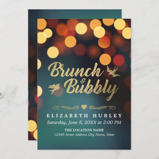 Moderne Blauwgroen gouden rugleuning lichte Vrijge Kaart (Voorkant / Achterkant)