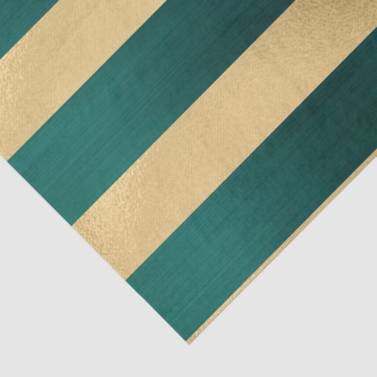 Moderne Blauwgroen gouden streeppatroon Kerstmis Tissuepapier (Detail)