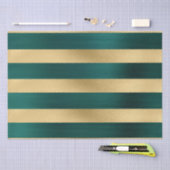 Moderne Blauwgroen gouden streeppatroon Kerstmis Tissuepapier (Craft)