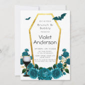 Moderne Blauwgroen goudkoffie: Brunch & Bubble Kaart (Voorkant)