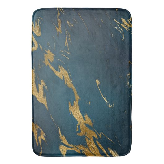 Moderne Blauwgroen goudmarmer Badmat (Voorkant Verticaal)