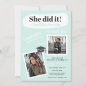 Moderne blauwgroen grijze borstellijnfoto's afstud kaart (Voorkant)