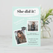 Moderne blauwgroen grijze borstellijnfoto's afstud kaart (Staand voorkant)