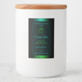 Moderne Blauwgroen groen gemarmerde bloemen produc Voedselcontainer Etiket (Voorkant)