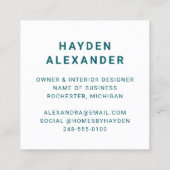 Moderne Blauwgroen groene aangepaste zakelijke Log Vierkante Visitekaartje (Achterkant)