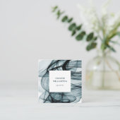 Moderne Blauwgroen groene Abstracte verfstroom Vierkante Visitekaartje (Staand voorkant)