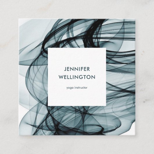Moderne Blauwgroen groene Abstracte verfstroom Vierkante Visitekaartje (Voorkant)