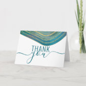 Moderne Blauwgroen groene agate Waterverf Hartelij Bedankkaart (Voorkant)