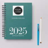 Moderne Blauwgroen groene business Logo 2025 Planner