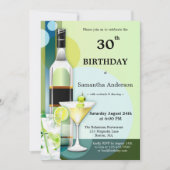 Moderne Blauwgroen groene cocktail Birthday-uitnod Kaart (Voorkant)
