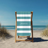 Moderne Blauwgroen groene gestreepte naam Strandlaken