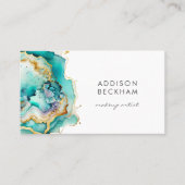 Moderne Blauwgroen Groene Gouden Pastel Abstracte  Visitekaartje (Voorkant)