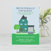 Moderne Blauwgroen Groene Huis Housewarming Party  Kaart (Staand voorkant)