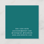 Moderne, Blauwgroen, groene minimalistisch Vierkante Visitekaartje (Achterkant)