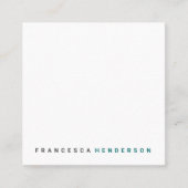 Moderne, Blauwgroen, groene minimalistisch Vierkante Visitekaartje (Voorkant)