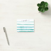 Moderne Blauwgroen Groene Waterverf Stripes Girly  Post-it® Notes (Kantoor)