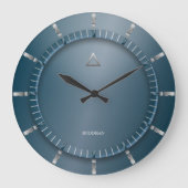 Moderne Blauwgroen grote wandklok (Voorkant)