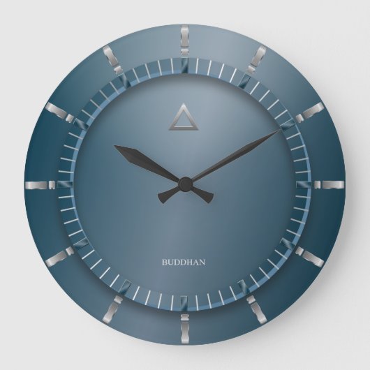 Moderne Blauwgroen grote wandklok (Voorkant)