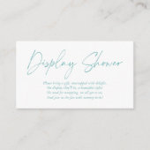 Moderne Blauwgroen handgeschreven displaydouche Informatiekaartje (Voorkant)