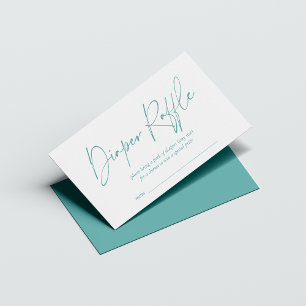 Moderne Blauwgroen handgeschreven taperaffle Informatiekaartje