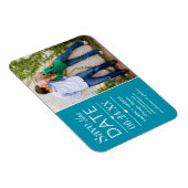 Moderne Blauwgroen Hearts Weddenschap Foto opslaan Magneet (Rechterzijde)