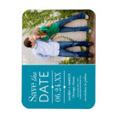 Moderne Blauwgroen Hearts Weddenschap Foto opslaan Magneet (Verticaal)