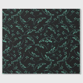 Moderne blauwgroen illustratie van zwarte bessen cadeaupapier (Vlak)