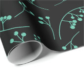 Moderne blauwgroen illustratie van zwarte bessen cadeaupapier (Rol Hoek)