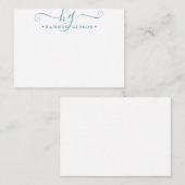 Moderne Blauwgroen Initialen voor monogram Notitiekaartje (Voorkant / Achterkant)