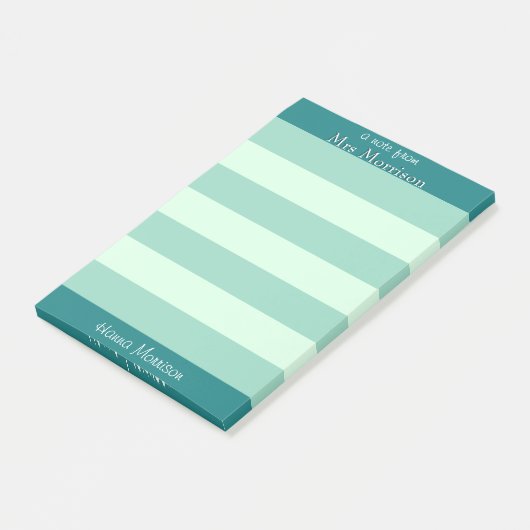Moderne Blauwgroen Kantoor leraar mam-student Post-it® Notes (Schuin)