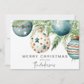 Moderne Blauwgroen kerstbal Kaart (Voorkant)