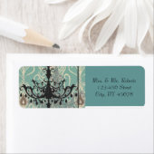 moderne Blauwgroen kroonluchter  pauw bruiloft Etiket (Insitu)