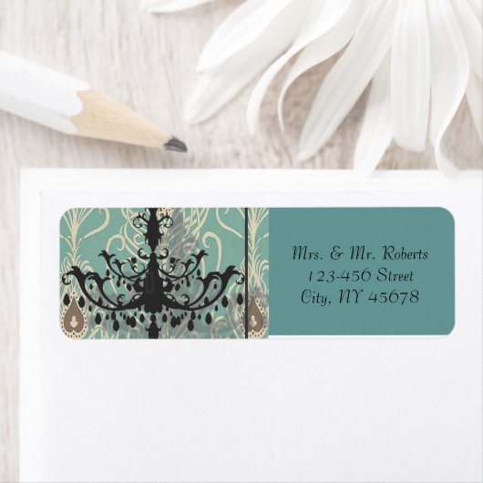 moderne Blauwgroen kroonluchter  pauw bruiloft Etiket (Insitu)