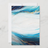 Moderne Blauwgroen marine gouden inkt oceaan golf  Kaart (Achterkant)