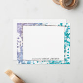 Moderne Blauwgroen marineblauw Abstracte Waterverf Notitiekaartje (Voorkant / Achterkant in situ)