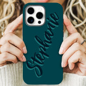 Moderne Blauwgroen minimalistische scriptnaam Case-Mate iPhone Case