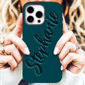 Moderne Blauwgroen minimalistische scriptnaam Case-Mate iPhone Case