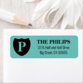 Moderne Blauwgroen monogram Logo Etiket (Insitu)