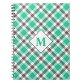 Moderne Blauwgroen monogrammen, groen patroonpatro Notitieboek (Voorkant)