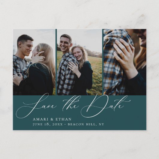 Moderne Blauwgroen multiculturele kalligrafie Opsl Aankondigingskaart (Voorkant)